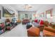 Entertaining living room with ceiling fan, comfortable couches, and TV at 3111 Old Thompson Mill Rd, Buford, GA 30519