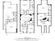 Three-story floor plan displaying the layout of the living room, kitchen, bedrooms, and bathrooms at 118 Via Roma, Woodstock, GA 30188