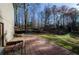 View of backyard that includes a brick patio, lawn, trees and shrubbery at 150 Karina Pl, Canton, GA 30115