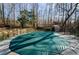Inviting pool featuring a secure cover and surrounded by mature trees offering a private outdoor retreat at 150 Karina Pl, Canton, GA 30115