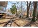 Cozy backyard features a firepit area with chairs and wooded view at 975 Malibu Dr, Marietta, GA 30066