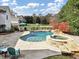 Beautiful backyard pool area with waterfall and spa at 102 Rosebury Dr, Canton, GA 30115
