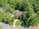 An aerial view of the home highlighting mature trees, pristine landscaping and circular drive at 1762 Nancy Creek Bluff, Atlanta, GA 30305