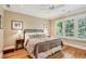 Cozy bedroom features hardwood floors, natural lighting, and neutral paint at 1762 Nancy Creek Bluff, Atlanta, GA 30305