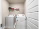 Convenient laundry room equipped with appliances and wire shelving for storage solutions at 332 Hinton Farm Way, Dacula, GA 30019