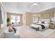 Spacious main bedroom featuring a tray ceiling, a seating area, and a luxurious ensuite bathroom at 514 Lovinggood Ct, Woodstock, GA 30189