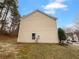 Beige vinyl sided house with a window, utility connections, and landscaping at 3519 Cast Palm Dr, Buford, GA 30519