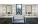 Elegant bathroom featuring dual sinks, gorgeous framed mirrors, and contemporary light fixtures at 100 Tuxedo Nw Ter, Atlanta, GA 30342