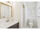 Neat bathroom featuring a sink with updated vanity and a toilet next to a linen closet at 2528 Fernleaf Nw Ct, Atlanta, GA 30318