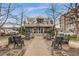 Charming outdoor patio seating area outside a restaurant in downtown Woodstock at 505 Rocking Porch Way, Woodstock, GA 30189