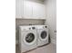 This laundry room features overhead cabinets and a Samsung washer and dryer at 475 Rowes Cir, Alpharetta, GA 30009