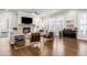 Bright living room featuring hardwood floors, fireplace, and large windows at 475 Rowes Cir, Alpharetta, GA 30009