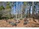 Seating surrounding a fire pit in a wooded area with comfortable chairs at 541 Buckingham Cir, Marietta, GA 30066