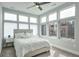 Bright bedroom with large windows, white bedding, and carpeted floors at 1226 Chelsea Nw Cir, Atlanta, GA 30318