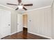 Bedroom featuring hardwood floors, closet and ceiling fan at 1743 Thomas Ter, Decatur, GA 30032