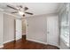 Bedroom featuring hardwood floors, closet and ceiling fan at 1743 Thomas Ter, Decatur, GA 30032