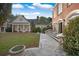 Beautiful backyard featuring lush greenery, a stone pathway and views of the house at , Roswell, GA 30075