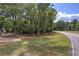 Lush green lawn with trees, a paved driveway, and a glimpse of the charming home at 1240 Evans Cook Rd, Canton, GA 30115