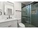 Modern bathroom featuring a glass enclosed shower and white vanity at 1937 Joseph Ct, Decatur, GA 30032