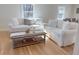 Inviting living room with comfortable white sofas, a rustic wood coffee table, and natural light at 152 Weatherstone Pkwy, Marietta, GA 30068