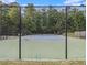 Community tennis court is surrounded by fencing and mature trees, offering a private space for play at 2436 Green Hollow Ct, Conyers, GA 30012