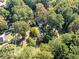 Panoramic aerial view showcasing the house and surrounding tree-filled landscape at 724 Se Cowan Se Rd, Conyers, GA 30094