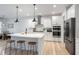 Modern kitchen with white cabinets, a large island with seating, and stainless steel appliances at 120 Woodford Ln, Canton, GA 30115