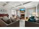 Comfortable living room with a fireplace, coffered ceiling, and large windows at 2190 Rugby Ave, Atlanta, GA 30337