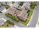Aerial view of beautiful home in residential neighborhood with landscaped backyard patio at 8025 Georgetown Cir, Suwanee, GA 30024