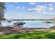 Picturesque waterfront view showcasing private docks and serene lake waters on a bright, sunny day at 6475 Holland Dr, Cumming, GA 30041
