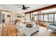 Cozy living room with hardwood floors, white sofa, and natural light from the large windows at 2796 County Line Nw Rd, Acworth, GA 30101