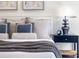 Main bedroom closeup of bed with decorative pillows and a nightstand at 2818 Thornbriar Rd, Atlanta, GA 30340