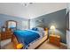Comfortable bedroom with soft blue walls and a cozy bed with matching blue bedding at 2316 Watson Fain Trl, Loganville, GA 30052