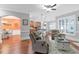 Comfortable living room with hardwood floors and open floorplan at 7524 Portbury Park Ln, Suwanee, GA 30024