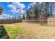 Backyard featuring a spacious lawn and a well-maintained wood fence at 116 Holly View Ln, Canton, GA 30114