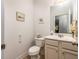 Well-lit powder room with neutral walls and traditional vanity at 116 Holly View Ln, Canton, GA 30114