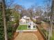 Aerial shot of property highlighting cabana, lawn, and surrounding trees at 3125 Peachtree Ne Dr, Atlanta, GA 30305