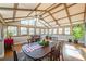 Dining room with large windows offering views of the surrounding landscape, seating for six, and an airy atmosphere at 2421 Pittman Cir, Cumming, GA 30040