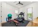 Home gym featuring modern exercise equipment, and a ceiling fan at 1290 Lupo Loop, Chattahoochee Hills, GA 30268