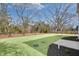 Large backyard featuring newly installed sod, mulch beds, and a privacy fence at 474 Maxwell Rd, Roswell, GA 30075