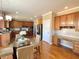 Eat-in kitchen featuring granite countertops, stainless appliances, and custom built-in desk at 5066 Healey Dr, Smyrna, GA 30082