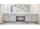 Bright bathroom features double sinks with light gray cabinets and a large tile floor at 2845 Jims Ne Rd, Marietta, GA 30066