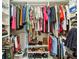 Organized walk-in closet with shelving, hanging rods, clothes, shoes, and a teddy bear at 327 Alderwood Ln, Atlanta, GA 30328