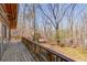 A wooden deck overlooking the backyard with surrounding trees at 2762 Zingara Ne Rd, Conyers, GA 30012