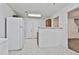 View of kitchen area showcasing white appliances, and white counters at 4607 Ravenwood Loop, Union City, GA 30291