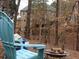 Backyard with a firepit and lawn chairs nestled amongst the trees at 403 Mill Xing, Canton, GA 30114