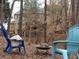 Backyard with a firepit and lawn chairs nestled amongst the trees at 403 Mill Xing, Canton, GA 30114