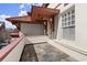 This private balcony features patterned slate tile flooring and a canopy offering shade from the sun at 746 N Highland Ne Ave # 11, Atlanta, GA 30306