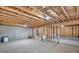 Unfinished basement showing exposed beams and framed walls offering potential for customization and future expansion at 5345 Coltman Dr, Cumming, GA 30028