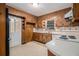 Kitchen featuring wood cabinets, a white countertop, and a door leading to the outside at 2436 Hazelwood Ne Dr, Atlanta, GA 30345